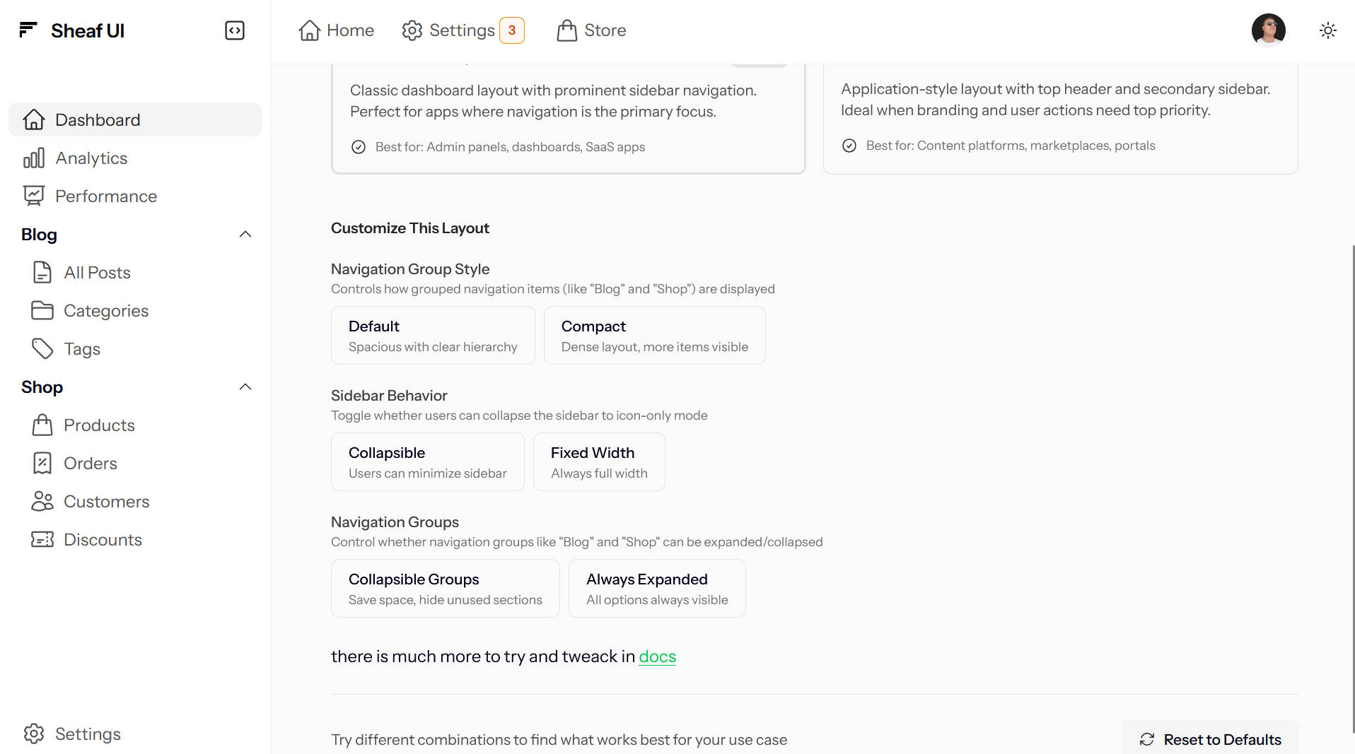 Sidebar-main layout showing prominent sidebar navigation